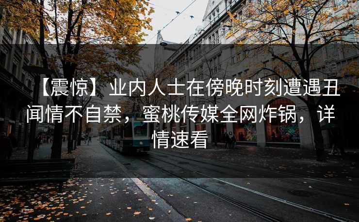 【震惊】业内人士在傍晚时刻遭遇丑闻情不自禁，蜜桃传媒全网炸锅，详情速看