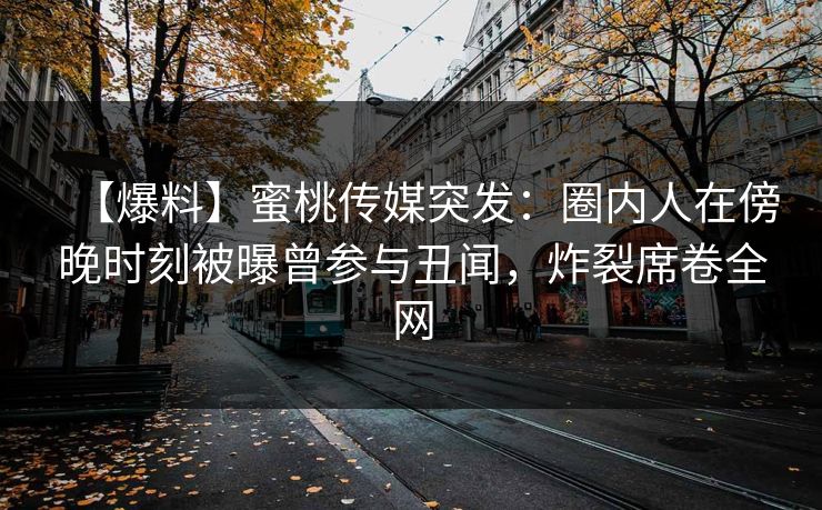 【爆料】蜜桃传媒突发：圈内人在傍晚时刻被曝曾参与丑闻，炸裂席卷全网