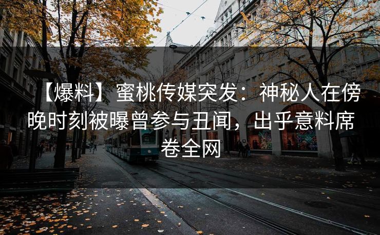 【爆料】蜜桃传媒突发:神秘人在傍晚时刻被曝曾参与丑闻,出乎意料席卷全网 【爆料】蜜桃传媒突发:神秘人在傍晚时刻被曝曾参与丑闻,出乎意料席卷全网