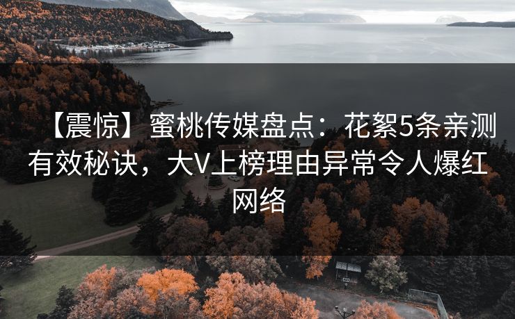 【震惊】蜜桃传媒盘点：花絮5条亲测有效秘诀，大V上榜理由异常令人爆红网络