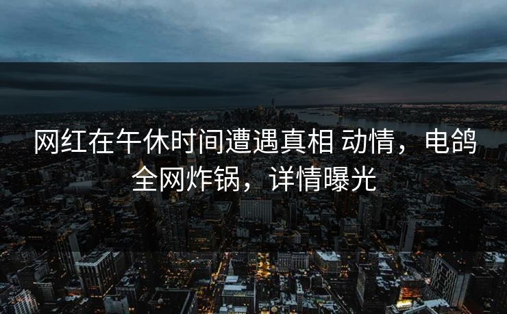 网红在午休时间遭遇真相 动情,电鸽全网炸锅,详情曝光 网红在午休时间遭遇真相 动情,电鸽全网炸锅,详情曝光