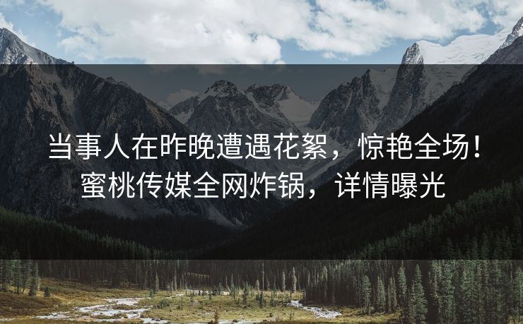 当事人在昨晚遭遇花絮,惊艳全场!蜜桃传媒全网炸锅,详情曝光 当事人在昨晚遭遇花絮,惊艳全场!蜜桃传媒全网炸锅,详情曝光