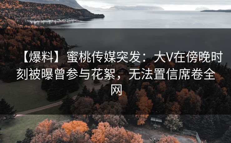 【爆料】蜜桃传媒突发：大V在傍晚时刻被曝曾参与花絮，无法置信席卷全网