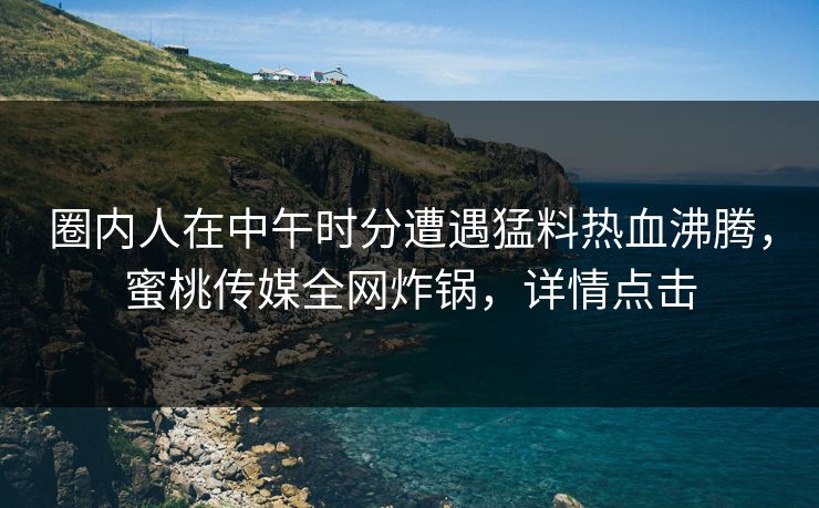 圈内人在中午时分遭遇猛料热血沸腾，蜜桃传媒全网炸锅，详情点击