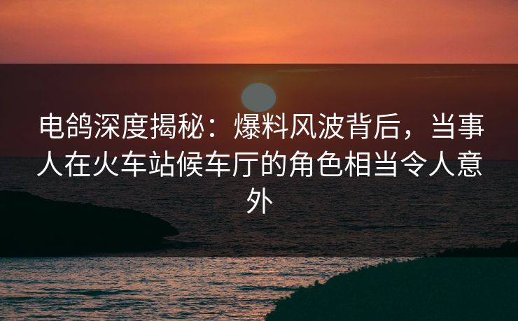 电鸽深度揭秘:爆料风波背后,当事人在火车站候车厅的角色相当令人意外 电鸽深度揭秘:爆料风波背后,当事人在火车站候车厅的角色相当令人意外